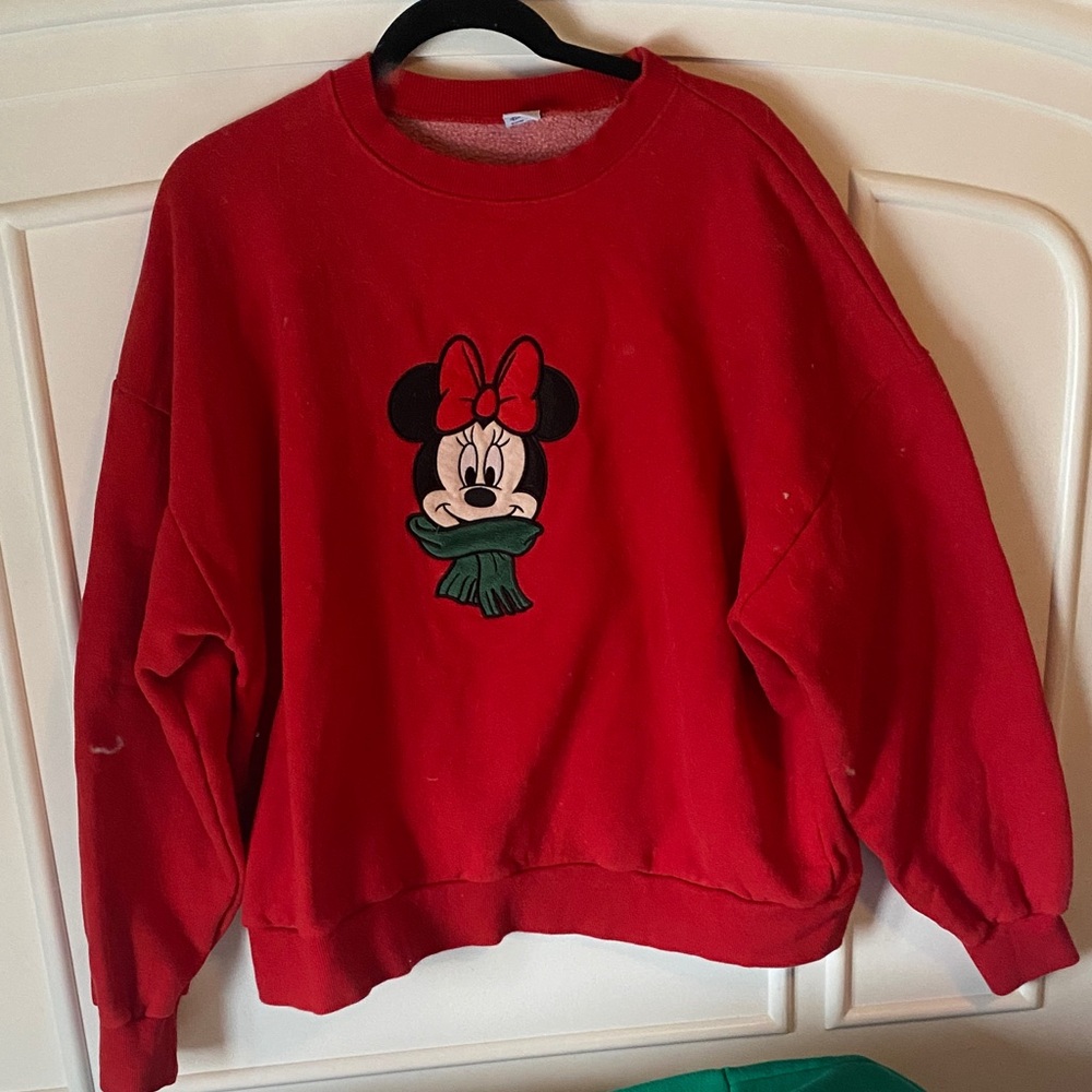 OS oversized Red Minnie Mouse Sweatshirt
